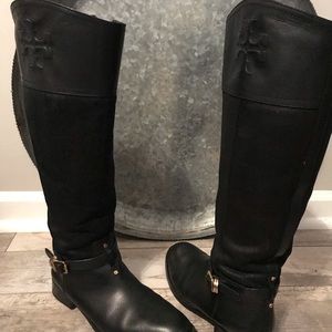 Black leather boots